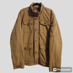 LEVI'S Field Jacket Men's XLarge Tan RipStop Quilted Hooded Workwear Military